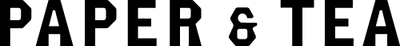 PAPER & TEA Logo in schwarzer Serifenschrift auf weißem Hintergrund, minimalistisch