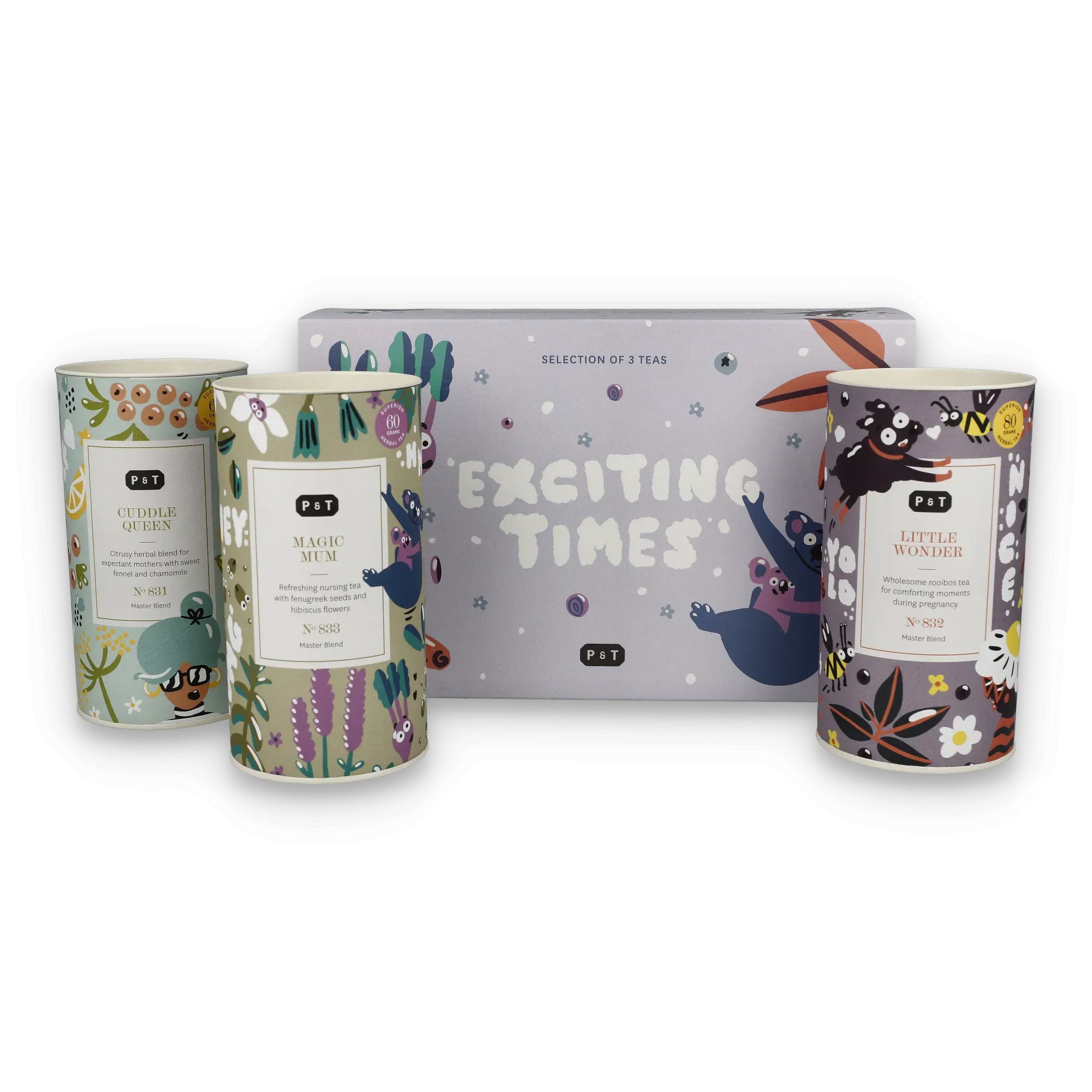 Geschenkset mit Teedosen: CUDDLE QUEEN, MAGIC MUM, LITTLE WONDER von P & T
