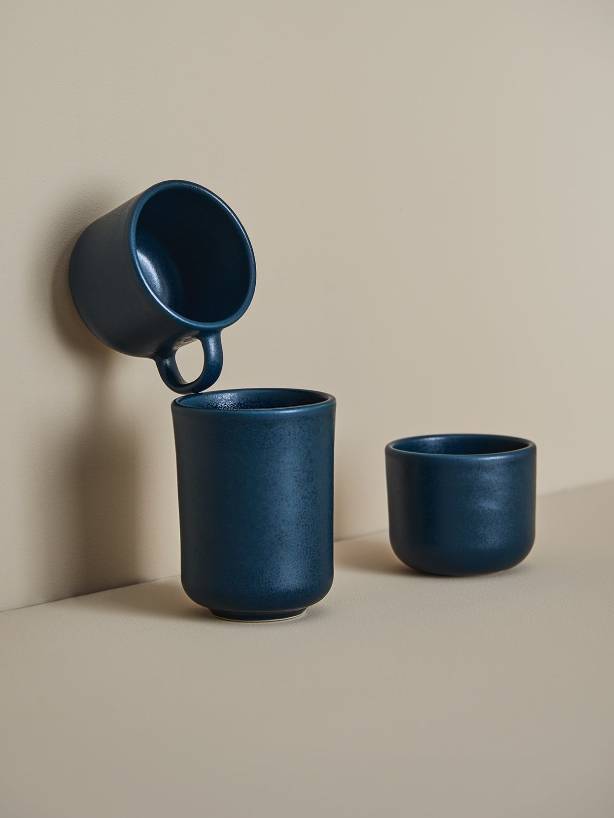 Tee Mug handmade Stoneware Mug Dark Blue